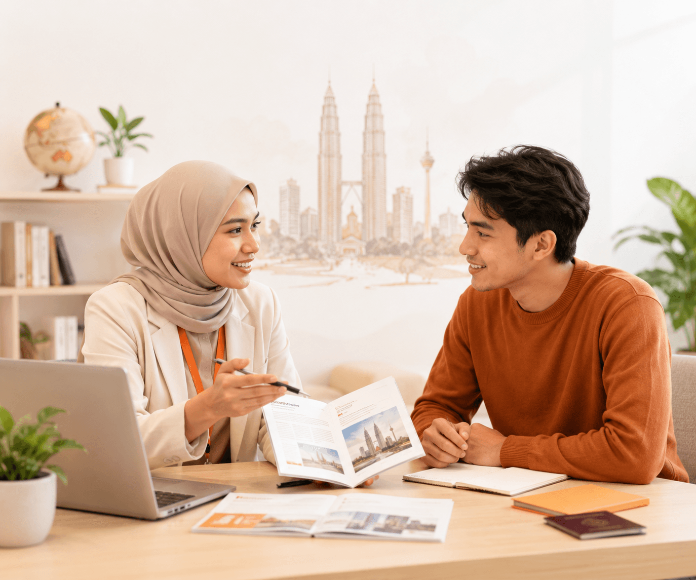 Student getting answers from a Kawan Global counsellor before applying